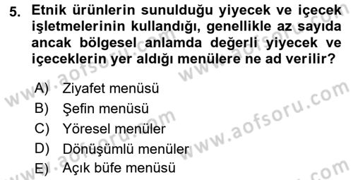 Menü Yönetimi Dersi 2021 - 2022 Yılı Yaz Okulu Sınav Soruları 5. Soru