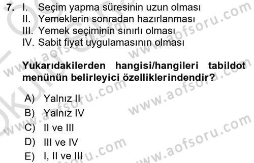 Menü Yönetimi Dersi 2021 - 2022 Yılı Yaz Okulu Sınav Soruları 7. Soru