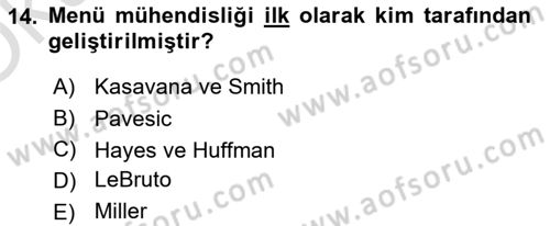 Menü Yönetimi Dersi 2022 - 2023 Yılı Yaz Okulu Sınav Soruları 14. Soru