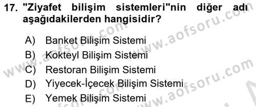 Menü Yönetimi Dersi 2022 - 2023 Yılı Yaz Okulu Sınav Soruları 17. Soru