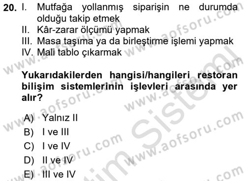 Menü Yönetimi Dersi 2022 - 2023 Yılı Yaz Okulu Sınav Soruları 20. Soru
