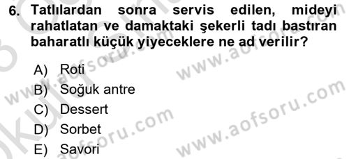 Menü Yönetimi Dersi 2022 - 2023 Yılı Yaz Okulu Sınav Soruları 6. Soru
