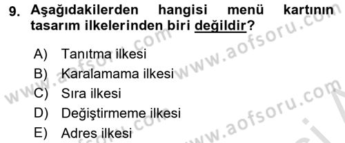 Menü Yönetimi Dersi 2022 - 2023 Yılı Yaz Okulu Sınav Soruları 9. Soru