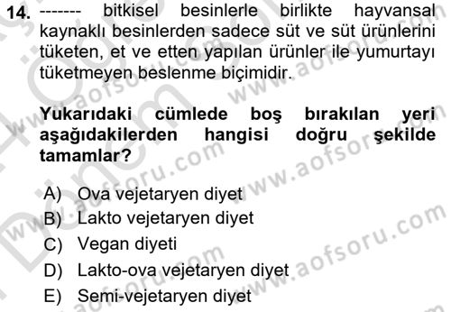 Menü Yönetimi Dersi 2023 - 2024 Yılı (Final) Dönem Sonu Sınav Soruları 14. Soru