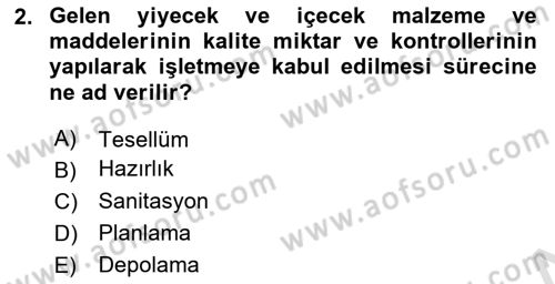 Menü Yönetimi Dersi 2023 - 2024 Yılı (Final) Dönem Sonu Sınav Soruları 2. Soru