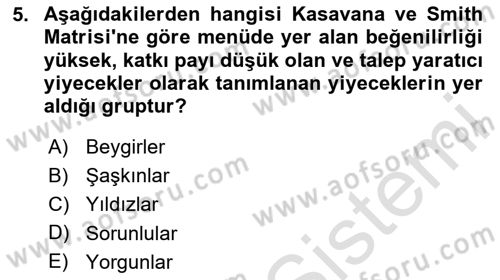 Menü Yönetimi Dersi 2023 - 2024 Yılı (Final) Dönem Sonu Sınav Soruları 5. Soru