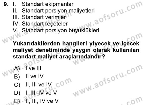 Menü Yönetimi Dersi 2023 - 2024 Yılı (Final) Dönem Sonu Sınav Soruları 9. Soru