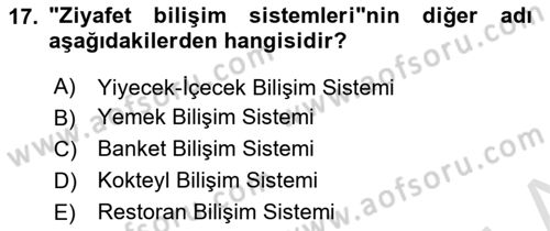 Menü Yönetimi Dersi 2023 - 2024 Yılı Yaz Okulu Sınav Soruları 17. Soru