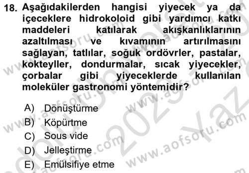 Menü Yönetimi Dersi 2023 - 2024 Yılı Yaz Okulu Sınav Soruları 18. Soru