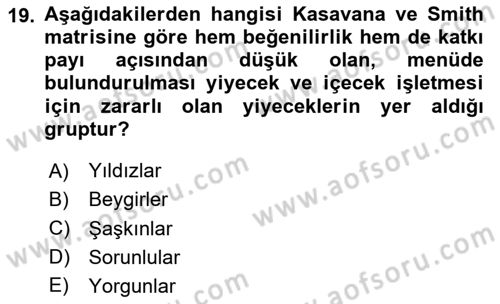 Menü Yönetimi Dersi 2023 - 2024 Yılı Yaz Okulu Sınav Soruları 19. Soru