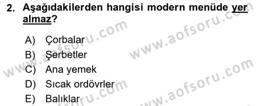 Menü Yönetimi Dersi 2023 - 2024 Yılı Yaz Okulu Sınav Soruları 2. Soru