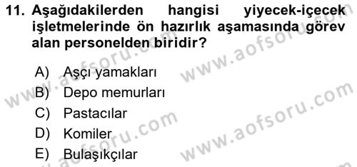 Menü Yönetimi Dersi 2024 - 2025 Yılı (Vize) Ara Sınav Soruları 11. Soru