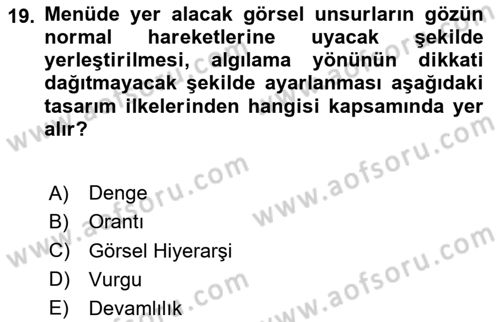 Menü Yönetimi Dersi 2024 - 2025 Yılı (Vize) Ara Sınav Soruları 19. Soru