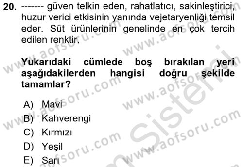 Menü Yönetimi Dersi 2024 - 2025 Yılı (Vize) Ara Sınav Soruları 20. Soru