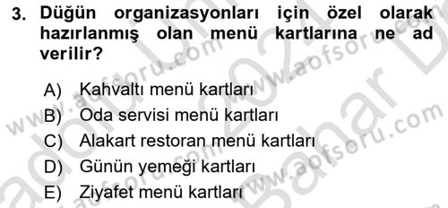 Menü Yönetimi Dersi 2024 - 2025 Yılı (Vize) Ara Sınav Soruları 3. Soru