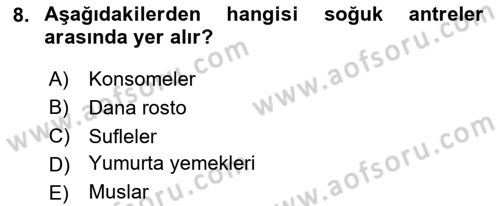 Menü Yönetimi Dersi 2024 - 2025 Yılı (Vize) Ara Sınav Soruları 8. Soru