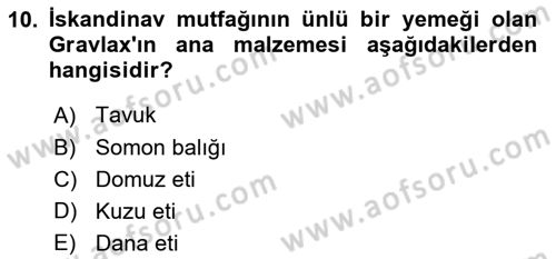 Dünya Mutfakları Dersi 2024 - 2025 Yılı (Vize) Ara Sınav Soruları 10. Soru