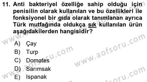 Gastronomide Yeni Akımlar Dersi 2022 - 2023 Yılı Yaz Okulu Sınav Soruları 11. Soru