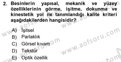 Gastronomide Yeni Akımlar Dersi 2022 - 2023 Yılı Yaz Okulu Sınav Soruları 2. Soru