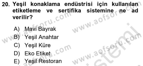 Gastronomide Yeni Akımlar Dersi 2022 - 2023 Yılı Yaz Okulu Sınav Soruları 20. Soru