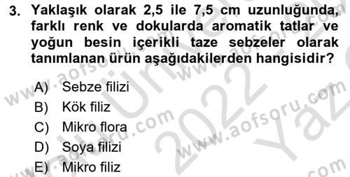 Gastronomide Yeni Akımlar Dersi 2022 - 2023 Yılı Yaz Okulu Sınav Soruları 3. Soru