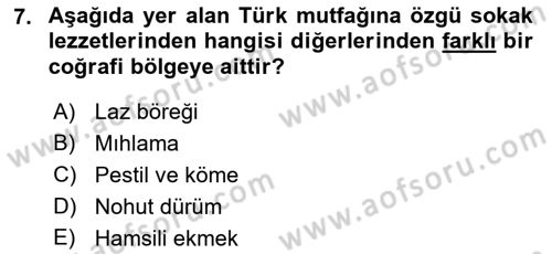 Gastronomide Yeni Akımlar Dersi 2022 - 2023 Yılı Yaz Okulu Sınav Soruları 7. Soru