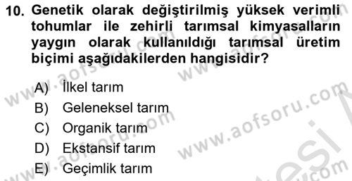 Gastronomide Yeni Akımlar Dersi 2023 - 2024 Yılı (Vize) Ara Sınav Soruları 10. Soru