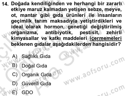 Gastronomide Yeni Akımlar Dersi 2023 - 2024 Yılı (Vize) Ara Sınav Soruları 14. Soru