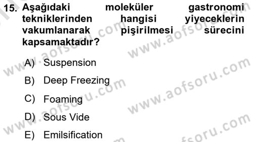 Gastronomide Yeni Akımlar Dersi 2023 - 2024 Yılı (Vize) Ara Sınav Soruları 15. Soru