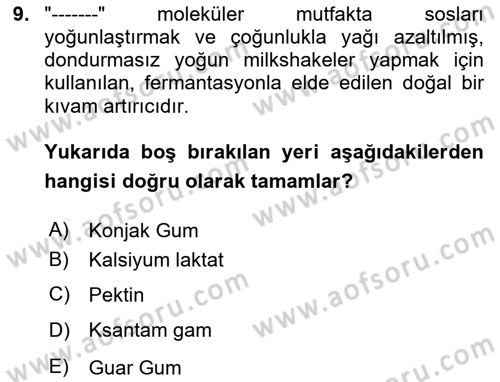 Gastronomide Yeni Akımlar Dersi 2023 - 2024 Yılı (Vize) Ara Sınav Soruları 9. Soru