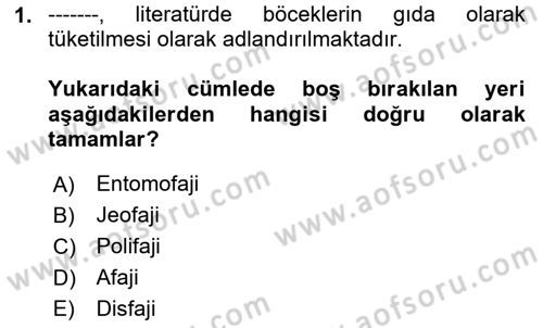 Gastronomide Yeni Akımlar Dersi 2023 - 2024 Yılı (Final) Dönem Sonu Sınav Soruları 1. Soru