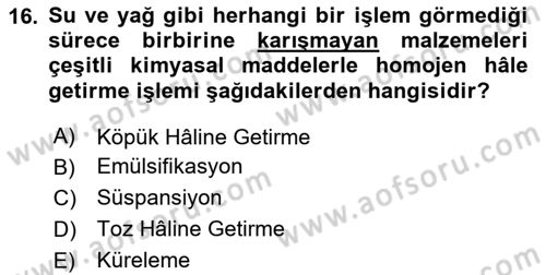 Gastronomide Yeni Akımlar Dersi 2023 - 2024 Yılı (Final) Dönem Sonu Sınav Soruları 16. Soru