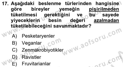 Gastronomide Yeni Akımlar Dersi 2023 - 2024 Yılı (Final) Dönem Sonu Sınav Soruları 17. Soru
