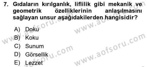 Gastronomide Yeni Akımlar Dersi 2023 - 2024 Yılı (Final) Dönem Sonu Sınav Soruları 7. Soru