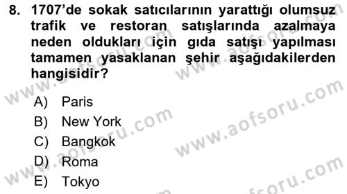 Gastronomide Yeni Akımlar Dersi 2023 - 2024 Yılı (Final) Dönem Sonu Sınav Soruları 8. Soru