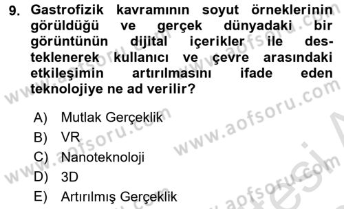Gastronomide Yeni Akımlar Dersi 2023 - 2024 Yılı (Final) Dönem Sonu Sınav Soruları 9. Soru