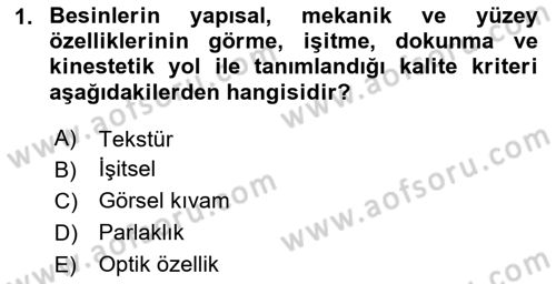 Gastronomide Yeni Akımlar Dersi 2023 - 2024 Yılı Yaz Okulu Sınav Soruları 1. Soru