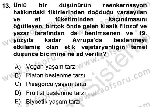 Gastronomide Yeni Akımlar Dersi 2023 - 2024 Yılı Yaz Okulu Sınav Soruları 13. Soru