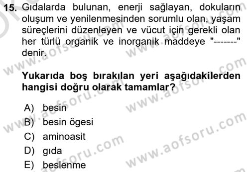 Gastronomide Yeni Akımlar Dersi 2023 - 2024 Yılı Yaz Okulu Sınav Soruları 15. Soru