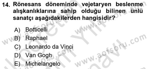Gastronomide Yeni Akımlar Dersi 2024 - 2025 Yılı (Vize) Ara Sınav Soruları 14. Soru