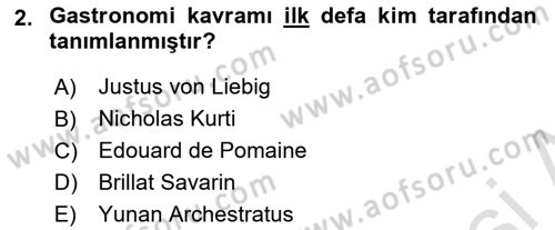 Gastronomide Yeni Akımlar Dersi 2024 - 2025 Yılı (Vize) Ara Sınav Soruları 2. Soru