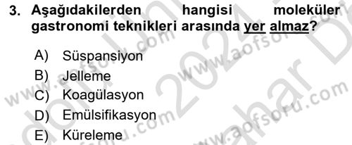 Gastronomide Yeni Akımlar Dersi 2024 - 2025 Yılı (Vize) Ara Sınav Soruları 3. Soru