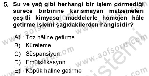 Gastronomide Yeni Akımlar Dersi 2024 - 2025 Yılı (Vize) Ara Sınav Soruları 5. Soru