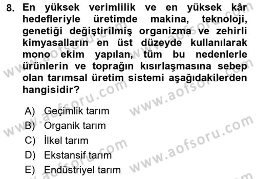 Gastronomide Yeni Akımlar Dersi 2024 - 2025 Yılı (Vize) Ara Sınav Soruları 8. Soru