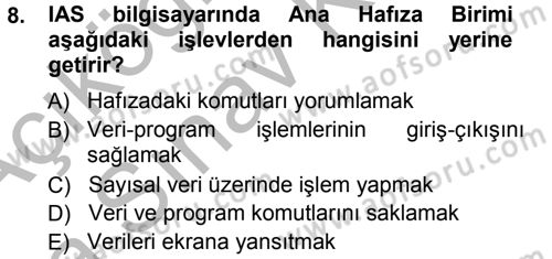 Temel Bilgi Teknolojileri 1 Dersi 2012 - 2013 Yılı (Vize) Ara Sınav Soruları 8. Soru