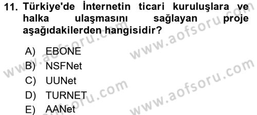 Temel Bilgi Teknolojileri 1 Dersi 2015 - 2016 Yılı Tek Ders Sınavı 11. Soru