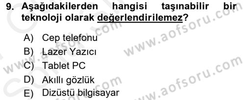 Temel Bilgi Teknolojileri 1 Dersi 2016 - 2017 Yılı (Final) Dönem Sonu Sınavı 9. Soru