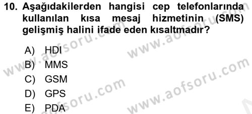 Temel Bilgi Teknolojileri 1 Dersi 2017 - 2018 Yılı 3 Ders Sınav Soruları 10. Soru