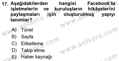 Temel Bilgi Teknolojileri 1 Dersi 2018 - 2019 Yılı Yaz Okulu Sınavı 17. Soru