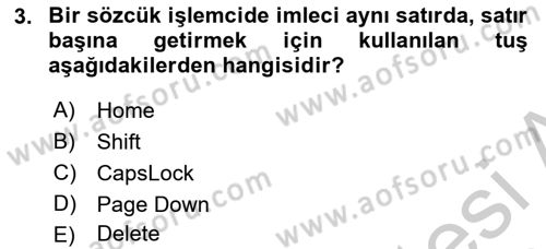 Temel Bilgi Teknolojileri 1 Dersi 2018 - 2019 Yılı Yaz Okulu Sınav Soruları 3. Soru